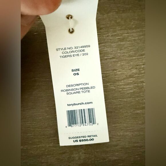 Tory Burch Robinson Pebbled Leather Square Tote in Tigers Eye (Tan) - EUC - Picture 8 of 11